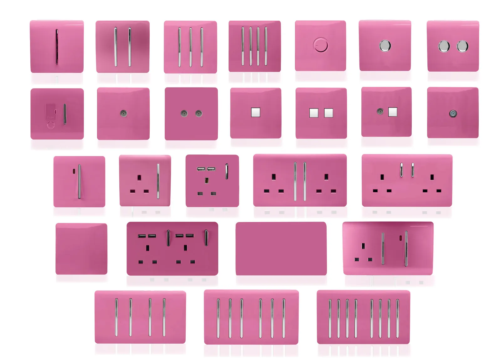 Pink Wiring Accessories Trendi Decorative Screwless Pink Wiring Accessories Trendi Decorative Screwless